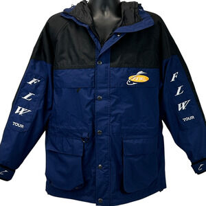 Stearns FLW Tour Jacket Fishing League Worldwide Fisherman Hooded Blue L Large